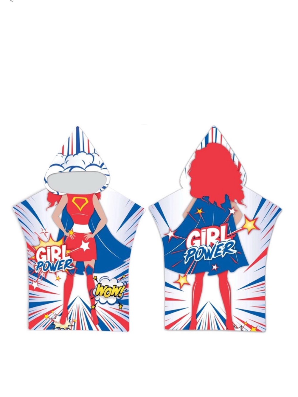UV‎ Sensing Kids Micro-Fiber Girl Power Poncho Hooded Beach Towel Cover Up OS